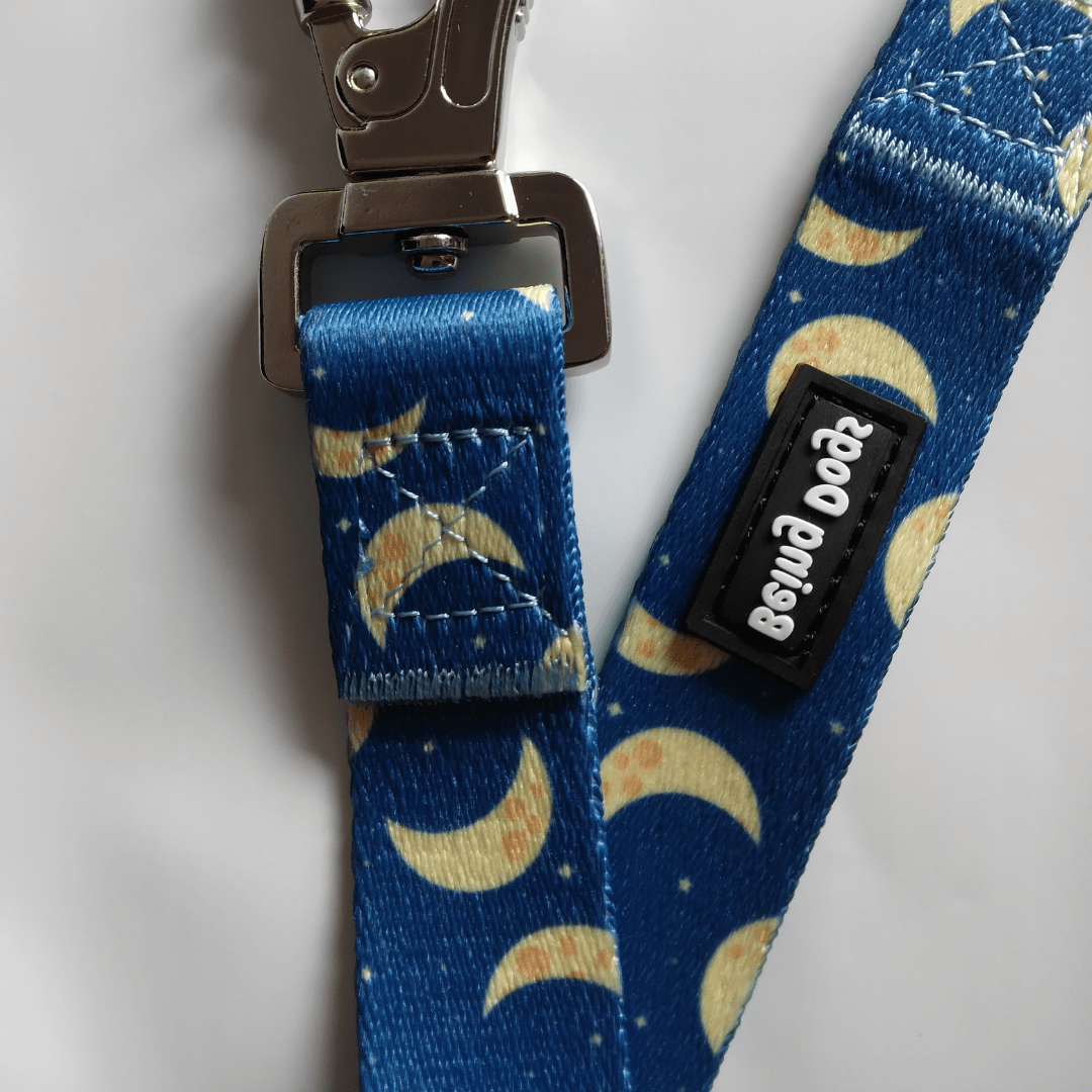 Moons & Stars Dog Leash With Metal Hook & Collar Combo