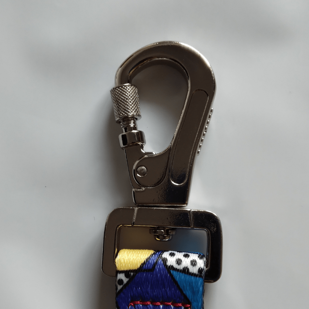 Geometrical Print Dog Leash With Metal Hook & Collar Combo