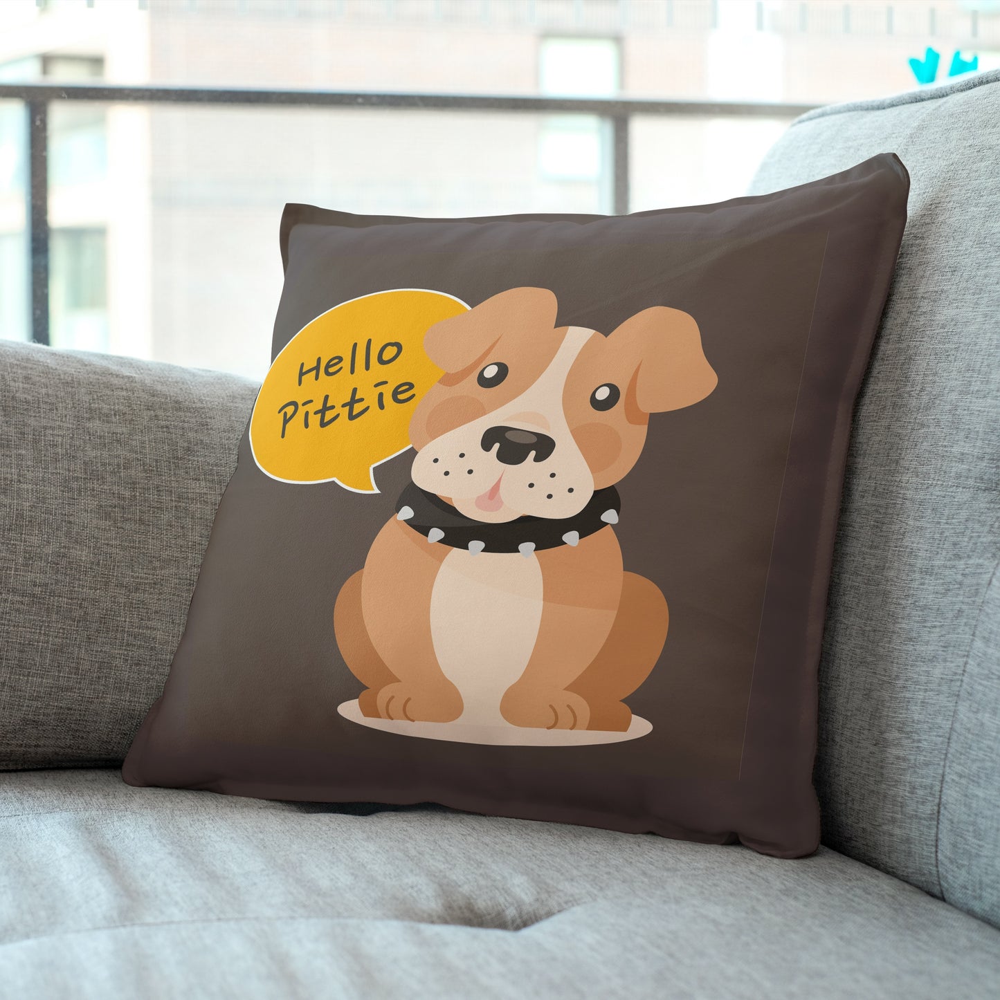 Hello Pittie Cushion Cover (Cover & Cushion Both Included)