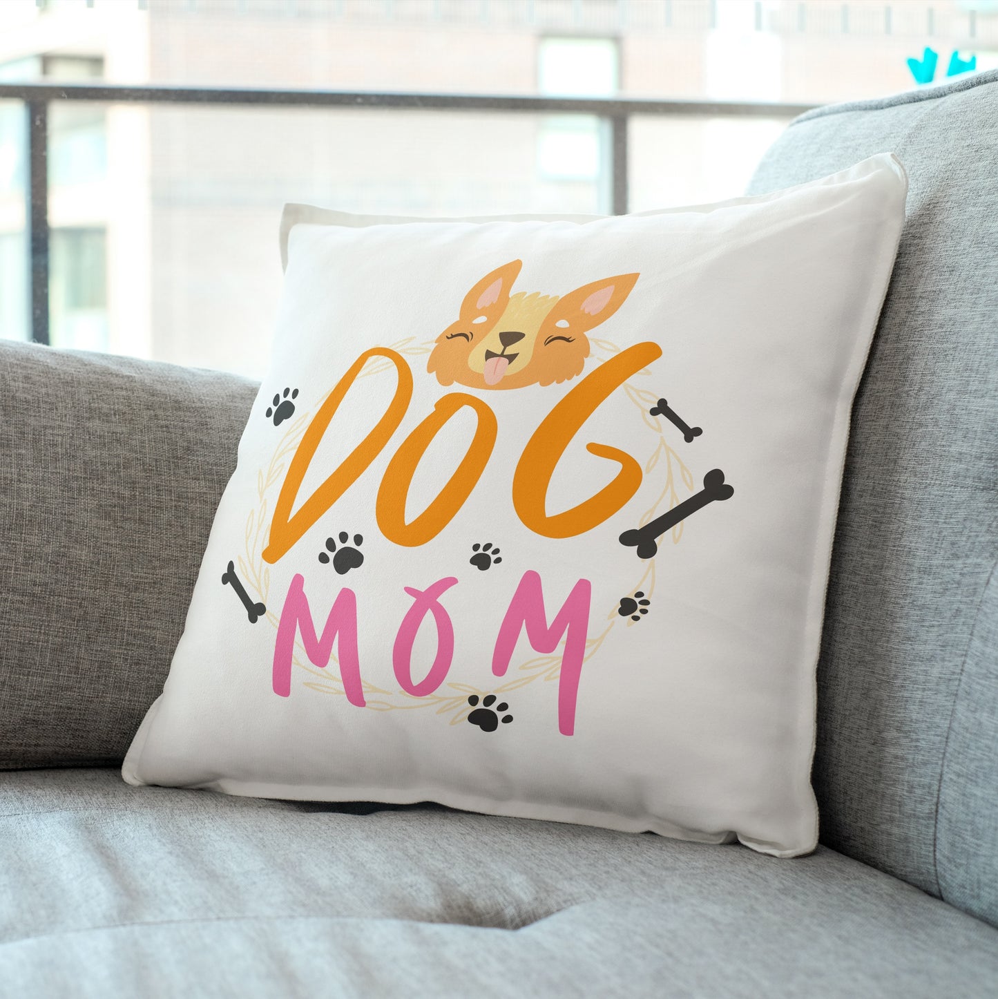 Dog Mom Cushion Cover (Cover & Cushion Both Included)