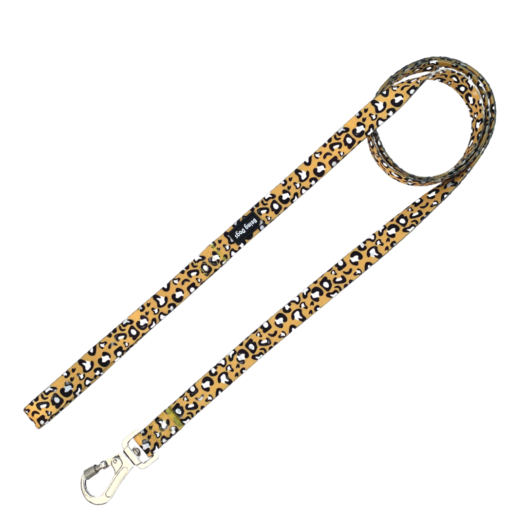 Animal Print Dog Leash With Metal Hook & Collar Combo