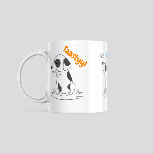 White Dog Running Coffee Mug