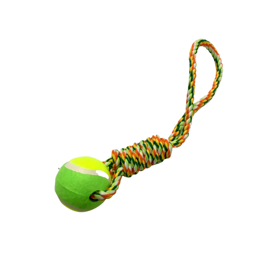 Fetch Rope Toy With Tennis Ball