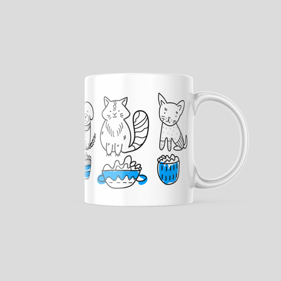 White Dog Sketch Coffee Mug