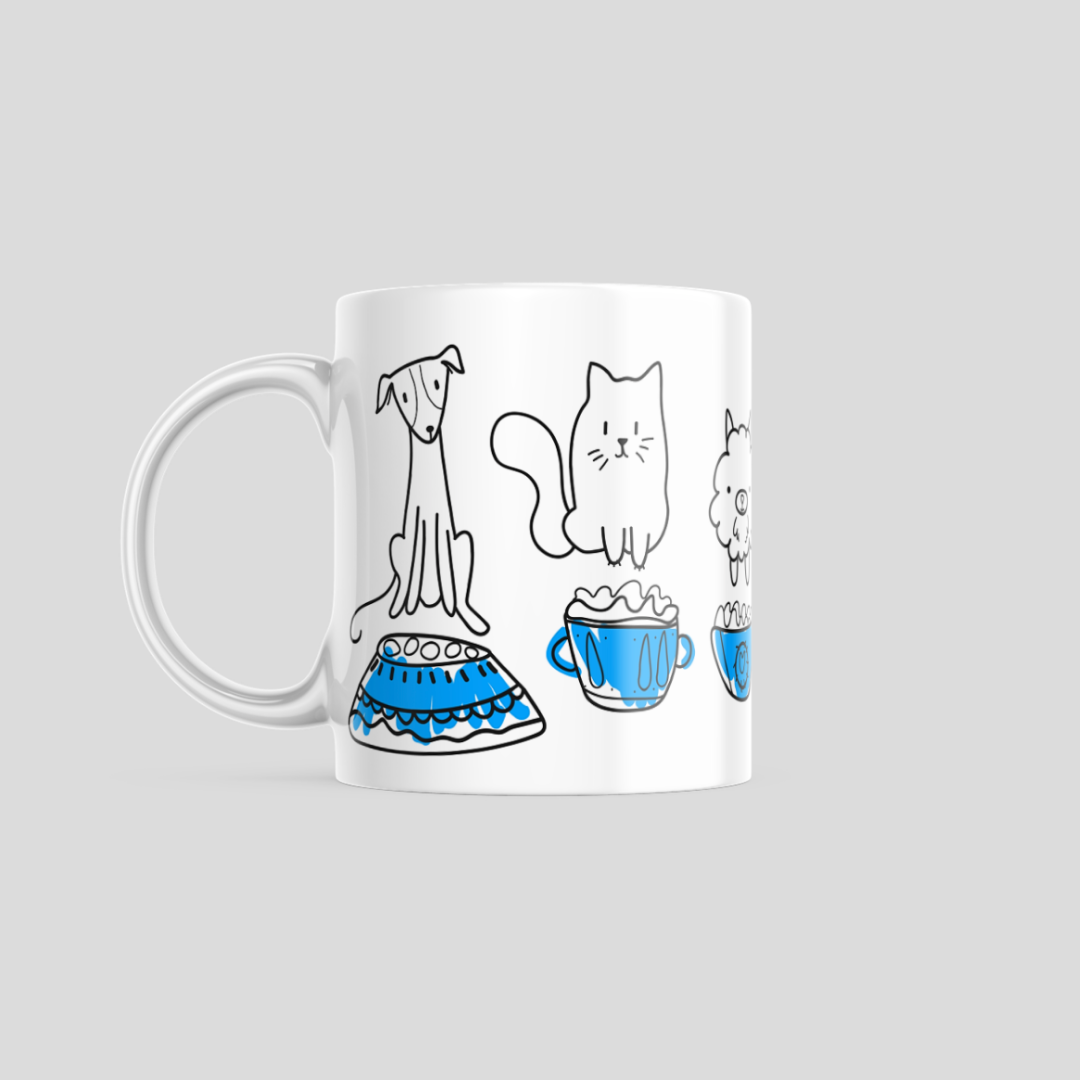 White Dog Sketch Coffee Mug