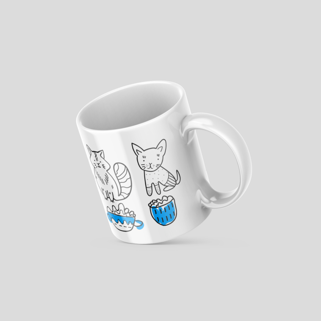 White Dog Sketch Coffee Mug