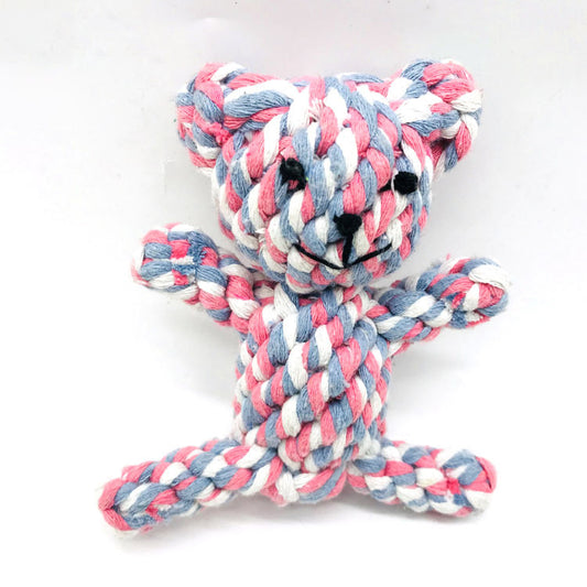 Blue & Pink Bear Rope Toy