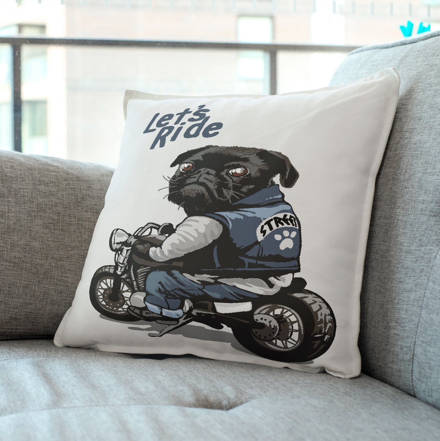 Let's Ride Cushion Cover (Cover & Cushion Both Included)