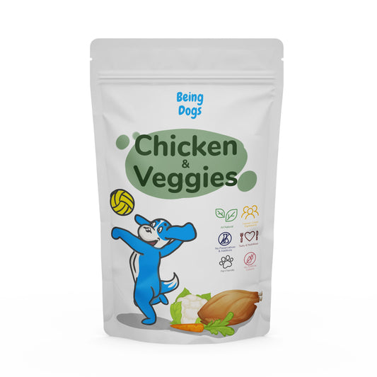 Chicken & Veggies Meal For Dogs (Single Packet), Customised, Made Fresh Daily, Zero Preservatives, High In Protein