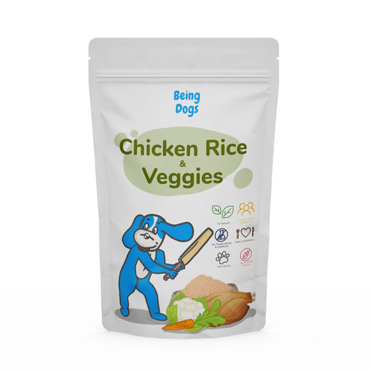 Chicken Rice & Veggies Meal For Dogs (Single Packet), Customised, Made Fresh Daily, Zero Preservatives, High In Protein