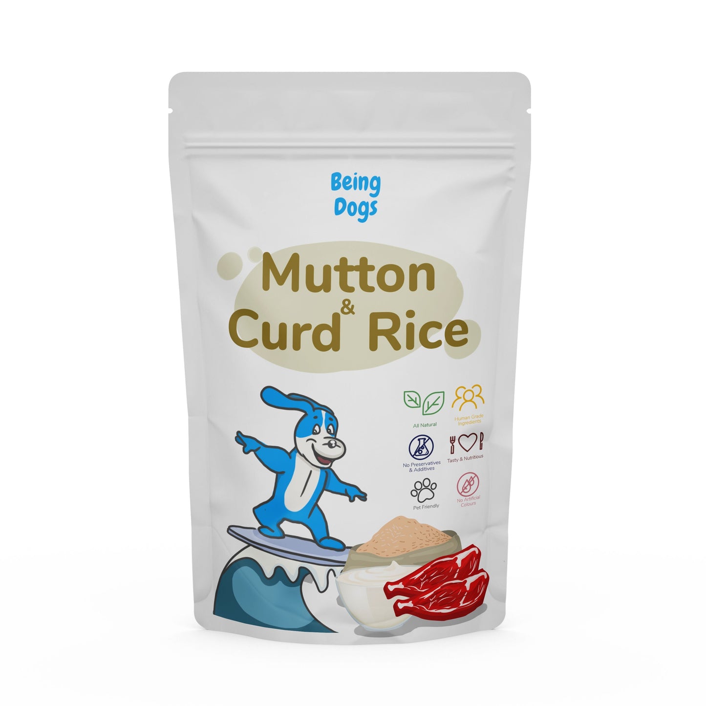 Mutton & Curd Rice Meal For Dogs (Single Packet), Customised, Made Fresh Daily, Zero Preservatives, High In Protein
